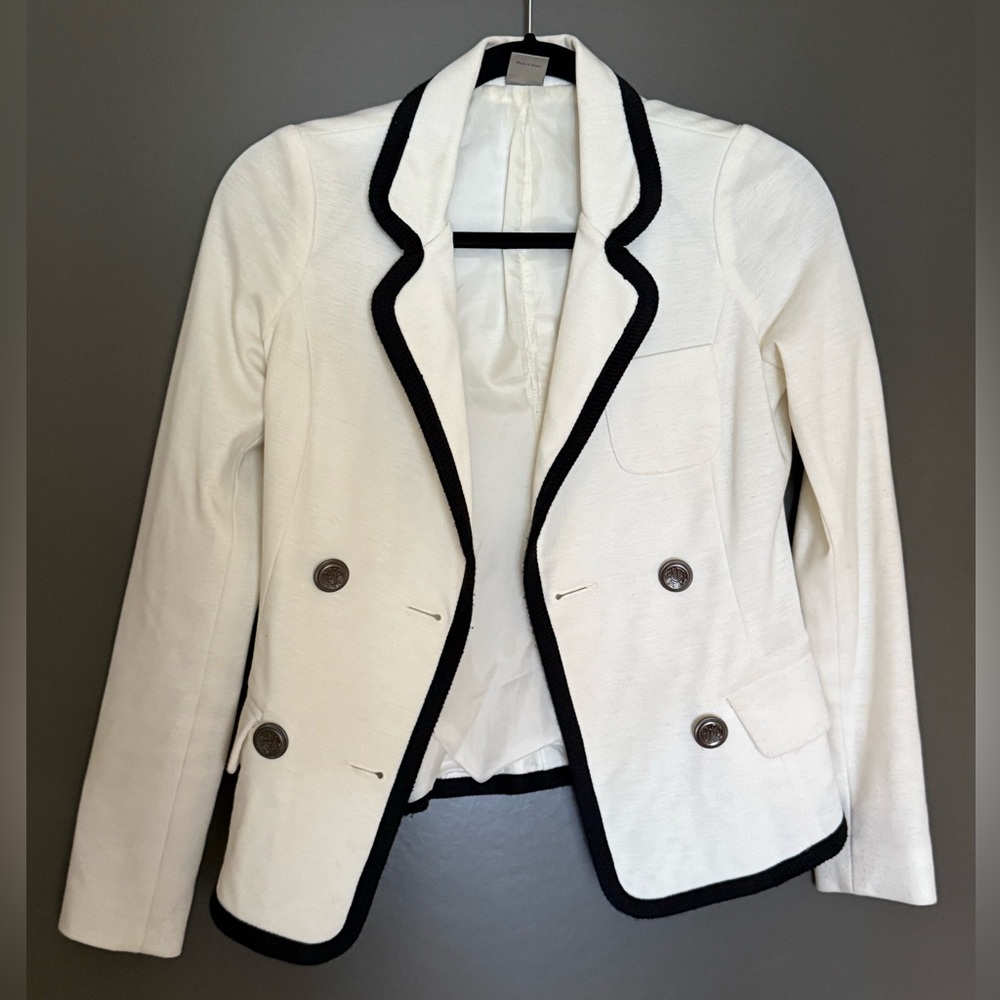Elle Cream Blazer with Black Piping Size Small